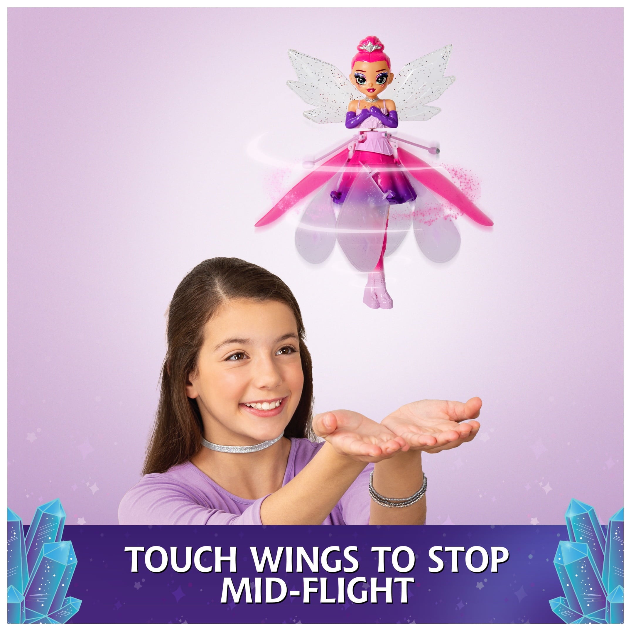 Crystal Flyers, Magical Flying Doll with Crystal Wings, Interactive Kids Toys for Ages 5 and up