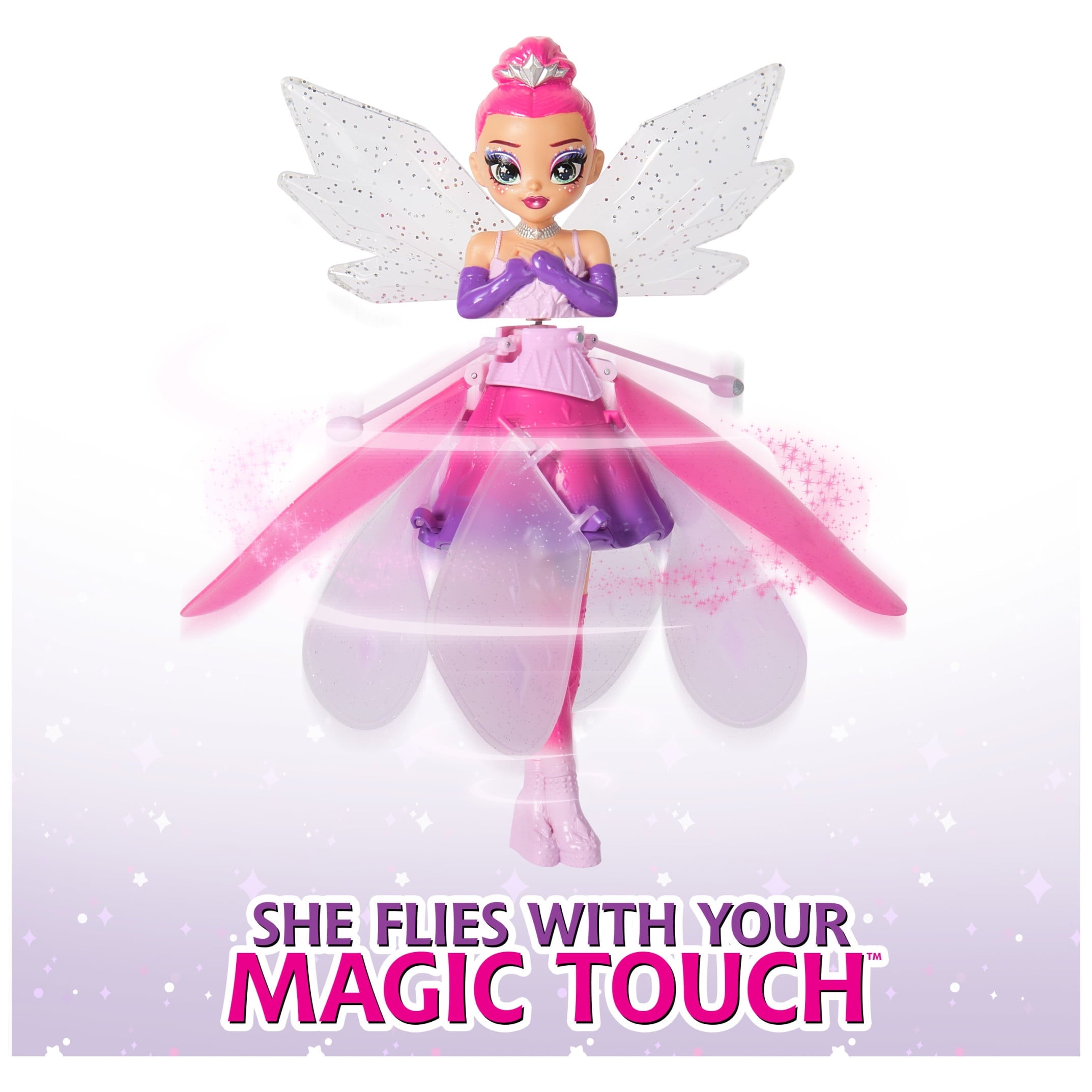 Crystal Flyers, Magical Flying Doll with Crystal Wings, Interactive Kids Toys for Ages 5 and up