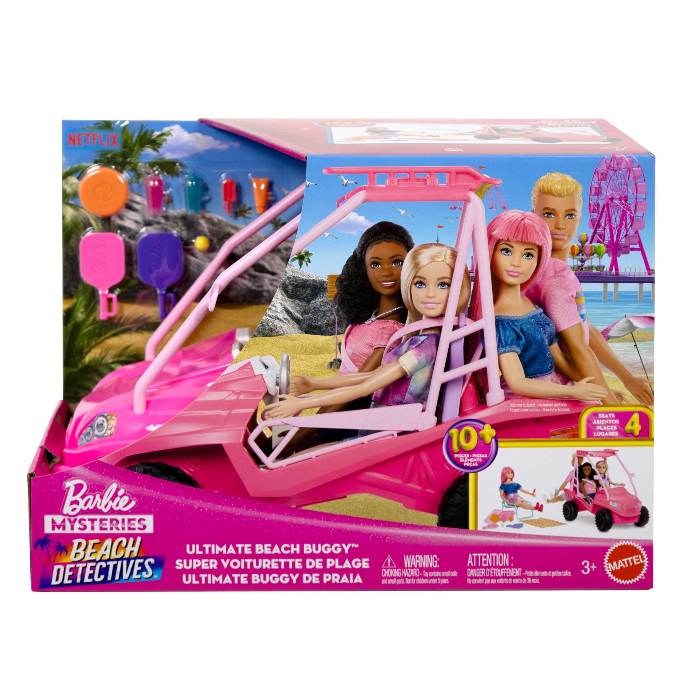 Barbie Mysteries: Beach Detectives Ultimate Beach Buggy Vehicle Playset with 10+ Accessories