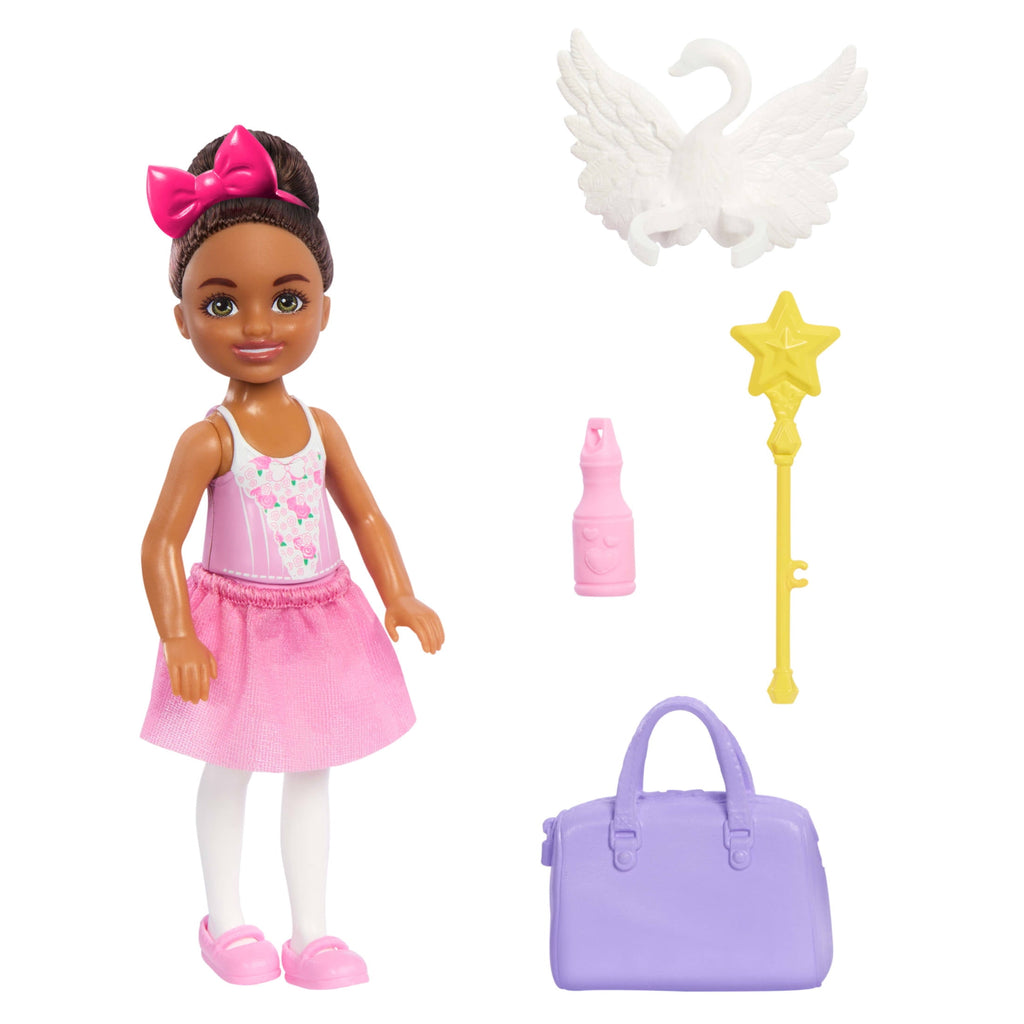 Barbie Chelsea Ballerina Doll & Accessories Set, Career-Themed Brunette Small Doll