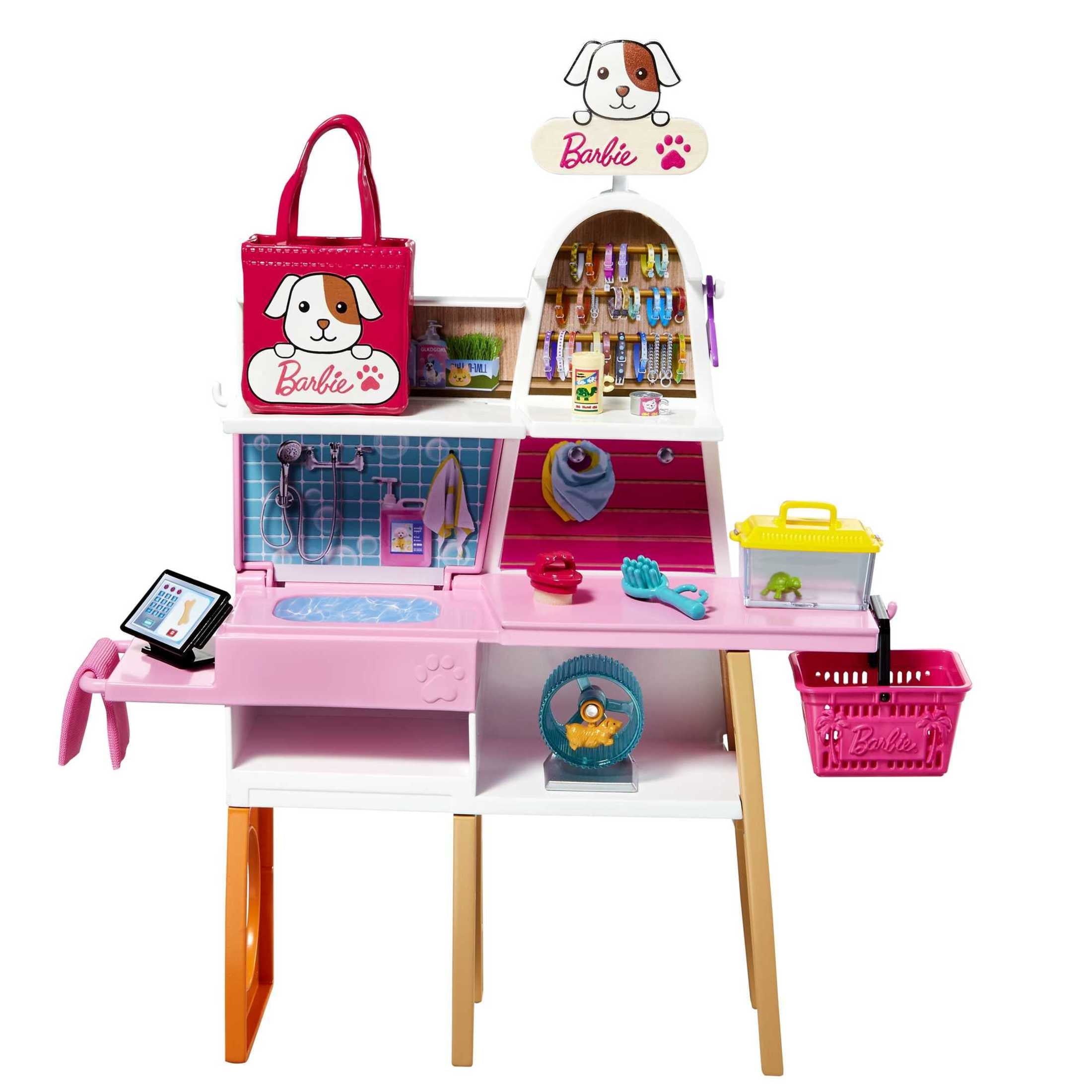 Barbie Doll and Pet Boutique Playset with 4 Pets and Accessories, for 3 to 7 Year Olds