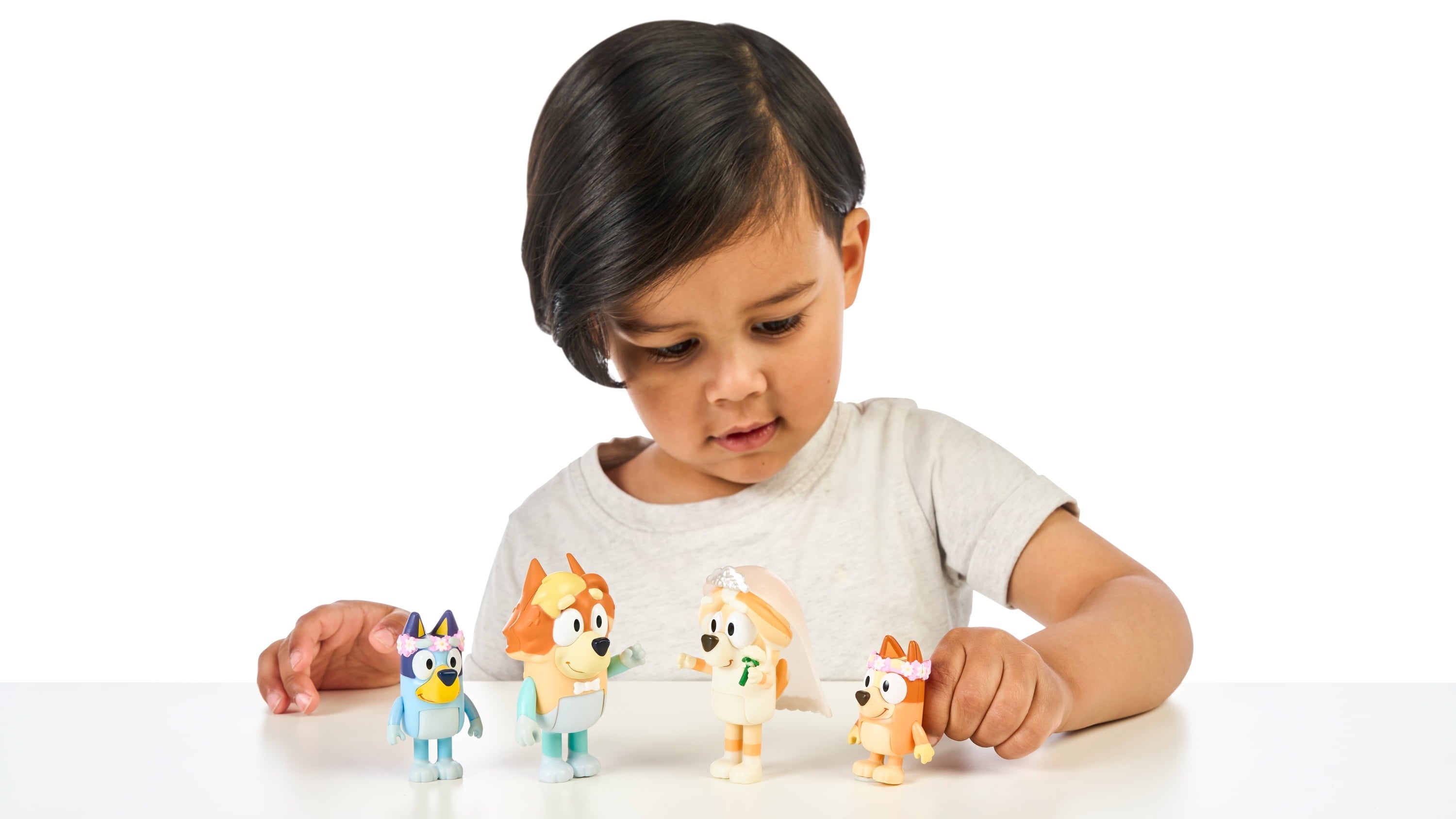 Bluey 4-Pack Wedding Figures, Includes Uncle Rad, Frisky, Bluey and Bingo, Toys for Kids 3-6 Years