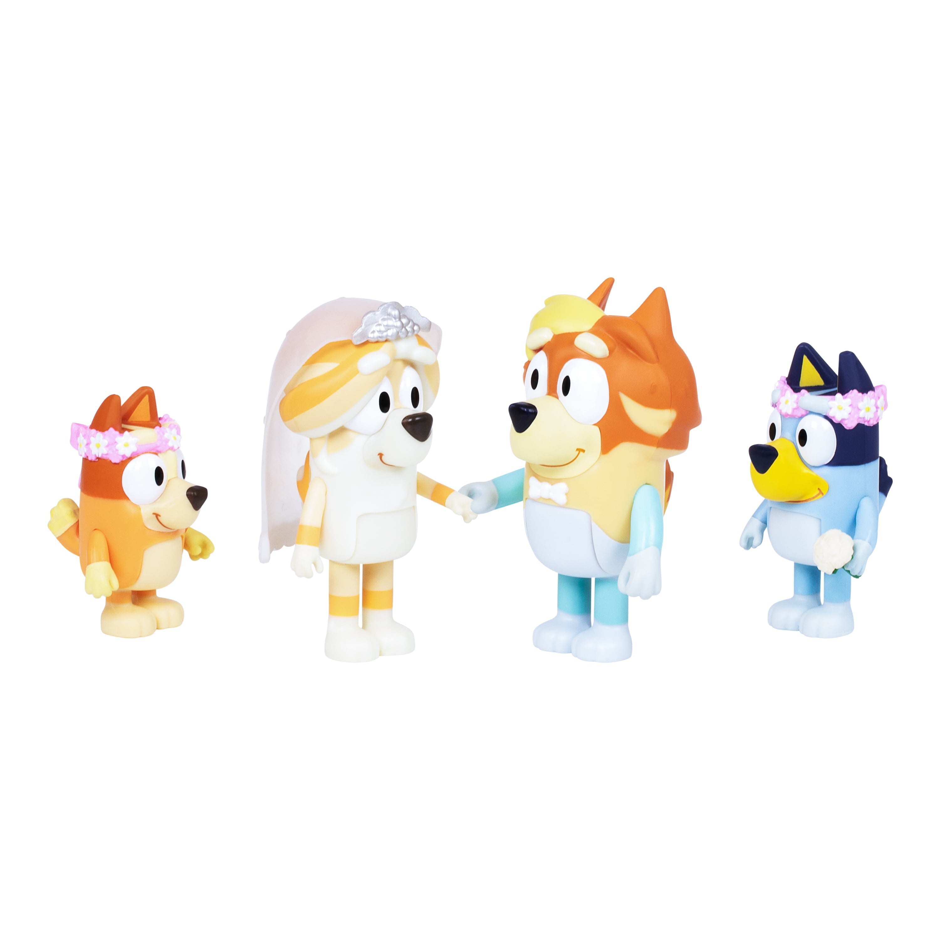 Bluey 4-Pack Wedding Figures, Includes Uncle Rad, Frisky, Bluey and Bingo, Toys for Kids 3-6 Years