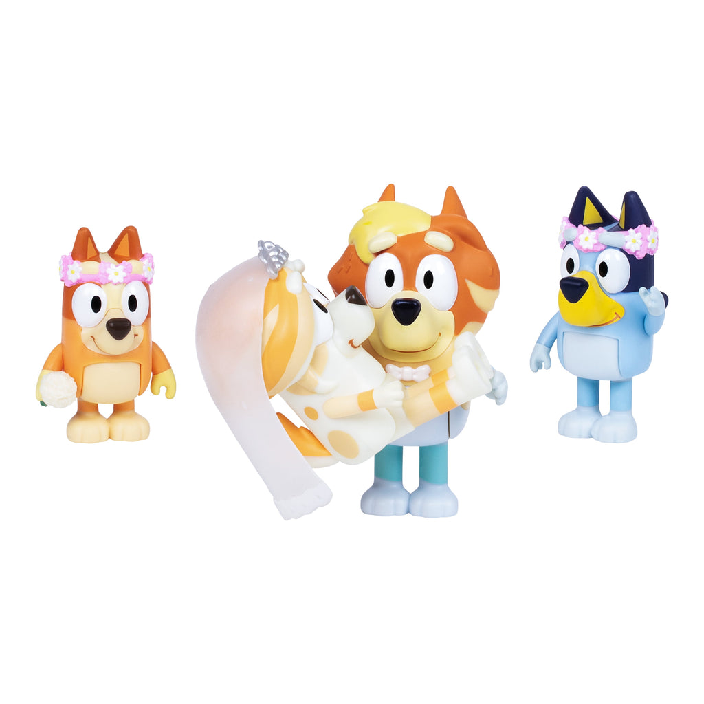 Bluey 4-Pack Wedding Figures, Includes Uncle Rad, Frisky, Bluey and Bingo, Toys for Kids 3-6 Years