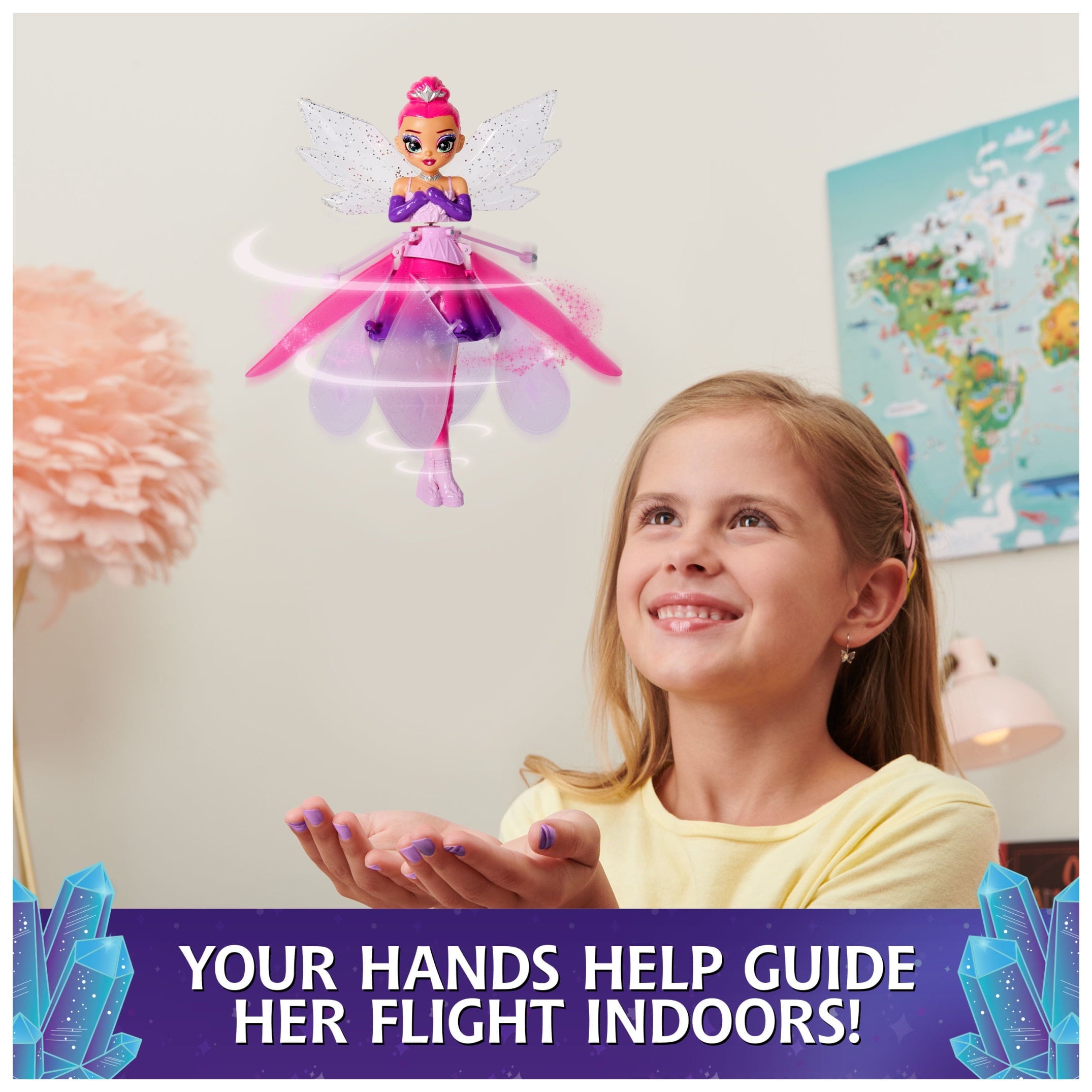 Crystal Flyers, Magical Flying Doll with Crystal Wings, Interactive Kids Toys for Ages 5 and up