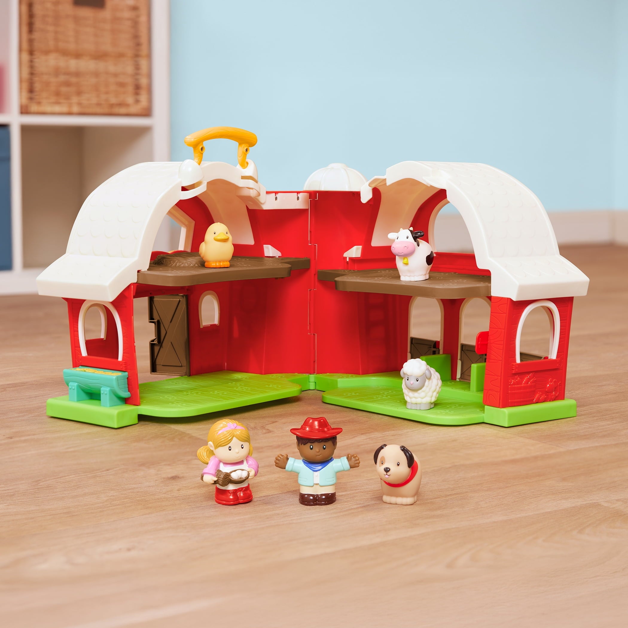 Battat My First Barn Rustic Red Foldable Farm Playset for 18 Months +